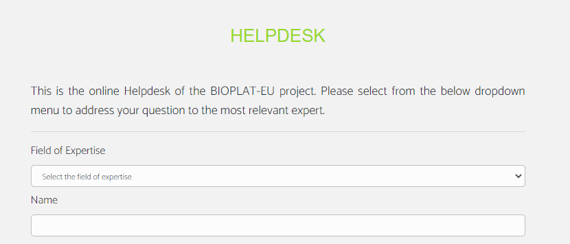 The BIOPLAT-EU Helpdesk is now available!